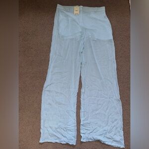Mango viscose wide leg sheer light blue trousers with built in shorts